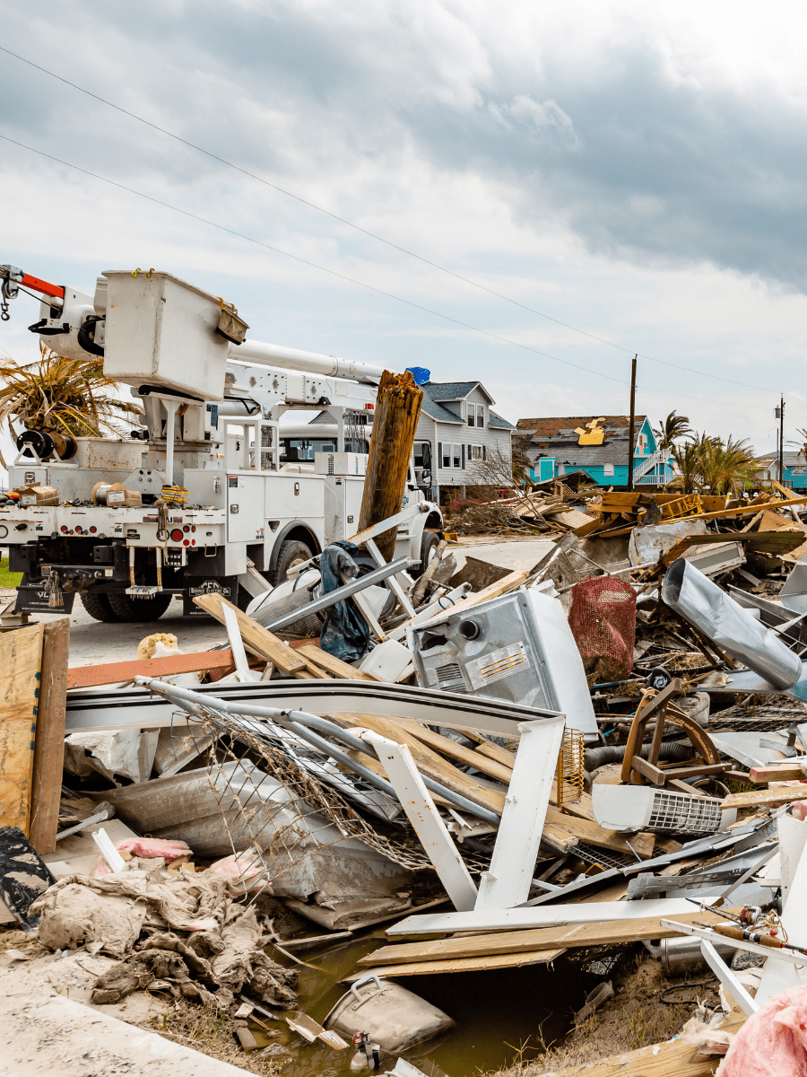 This striking image captures the aftermath of a powerful storm that struck Texas, leaving behind a trail of destruction. Among the chaos, Beacon Restoration Services can be seen tirelessly working to rebuild a damaged house. With their expertise and dedication, Beacon is actively restoring homes and providing much-needed relief to those affected by the storm.